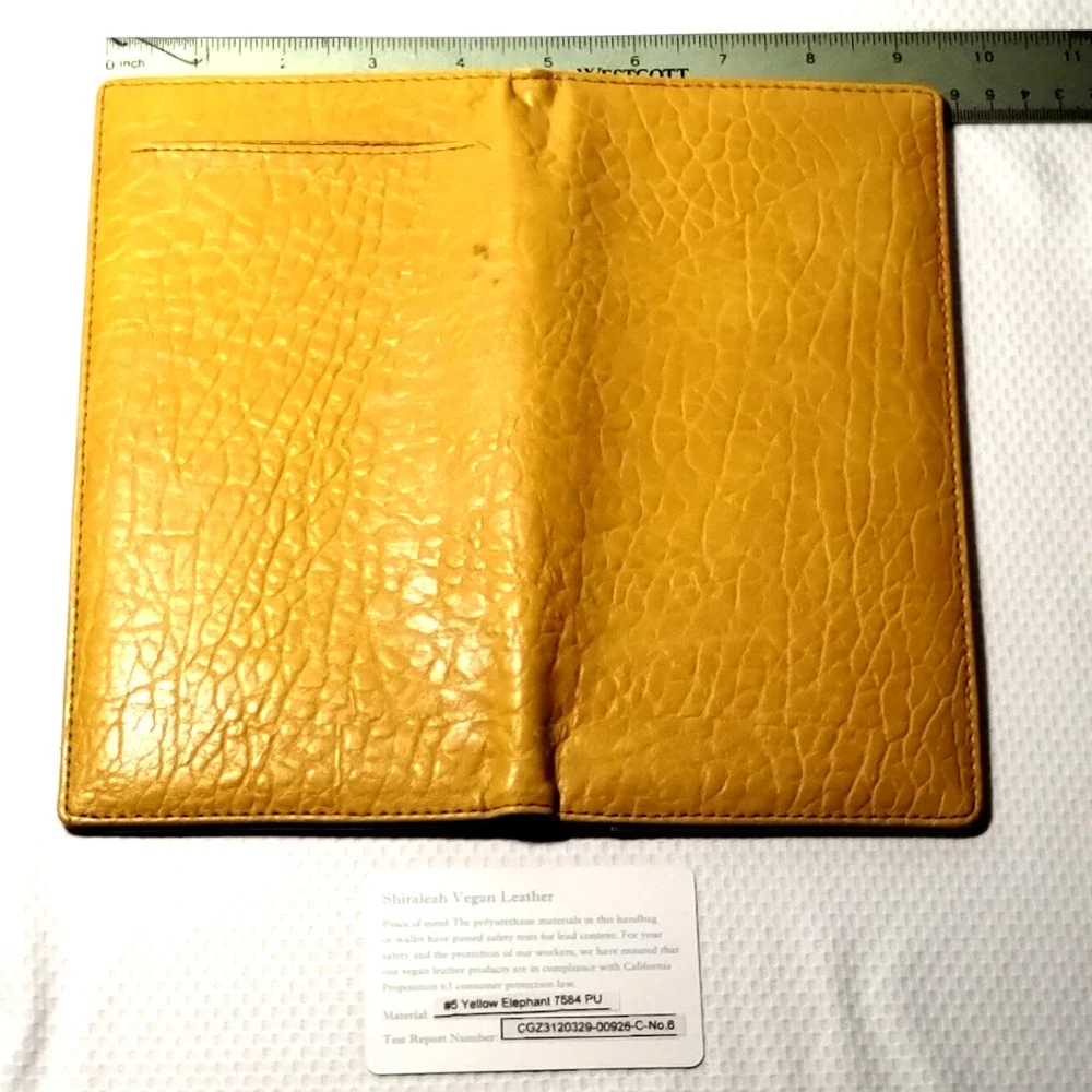 Shiraleah Bright Yellow Vegan Leather Checkbook Wallet Bifold Clutch Boho Chic